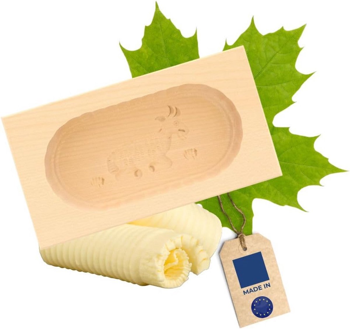 Houten botervorm voor 125 gram boter Rechthoekig