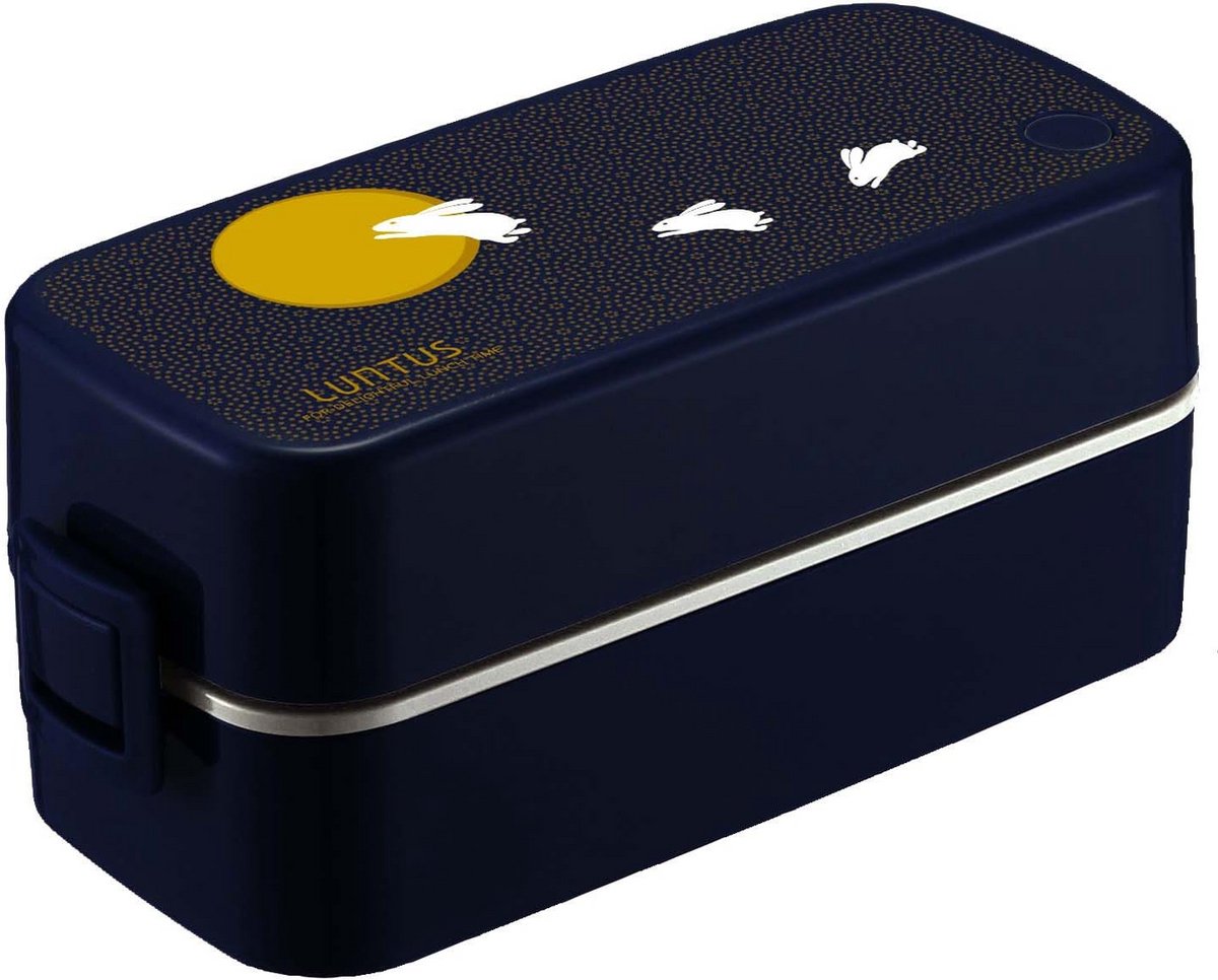 Tweetraps Lunchbox met Maan en Konijn Themazakje Blauw