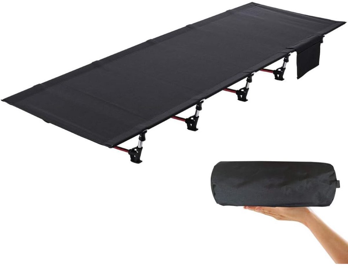 TopChoice® Veldbed Inklapbaar - Stretcher - Vouwbed - 190x70x17cm - Zwart