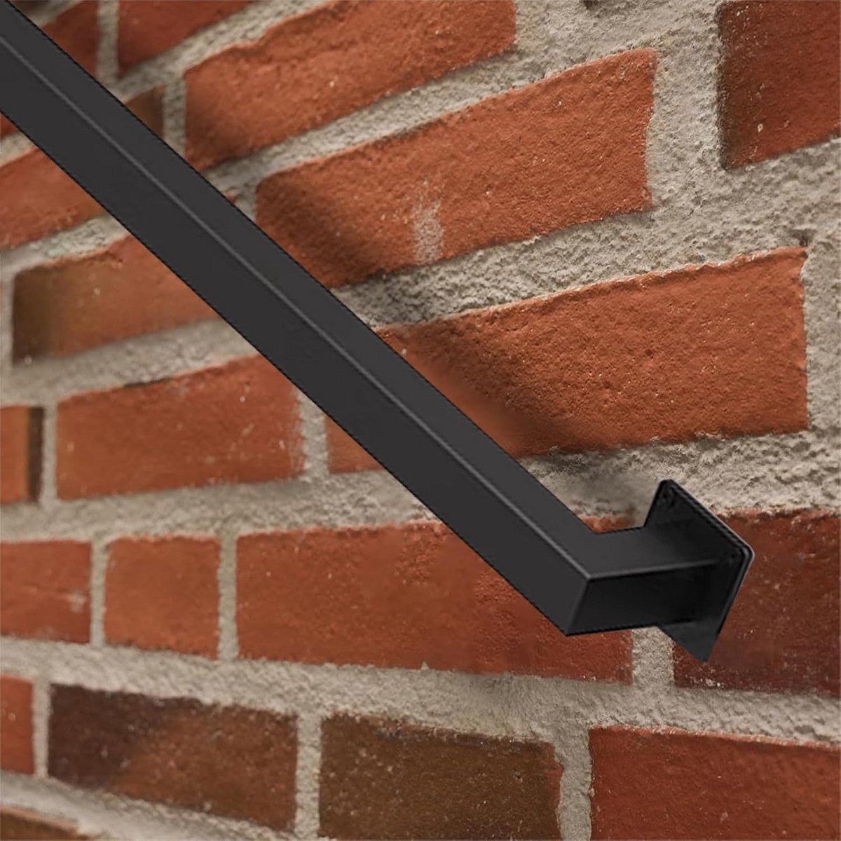 Zwarte Buitenleuning voor Trap en Muur - Smeedijzeren Veiligheidsbeugel voor Binnen en Buiten (250 cm)