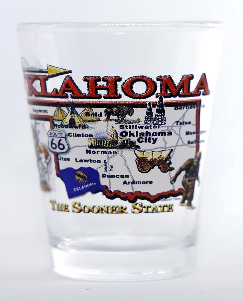Souvenir Shotglas met Kaart van Oklahoma - Uniek Glas