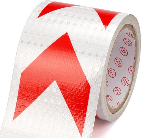 Extra Brede Reflecterende Waarschuwingstape Rood Wit - 10cm x 10m ...