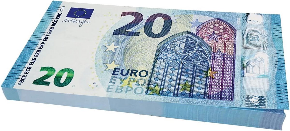 100 Stuks Speelgeld 20 Euro - Oversized Theatralisch Bankbiljet voor Spelletjes en Cadeaus