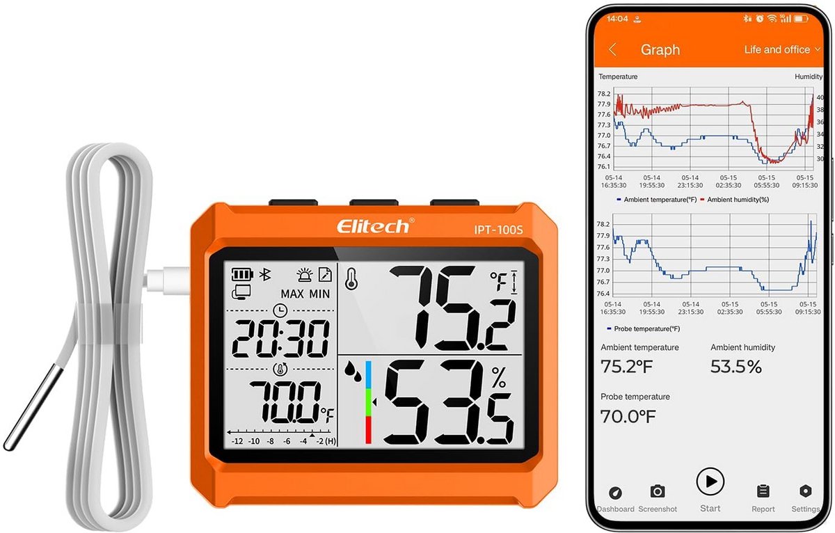 Digitale Hygrometer Thermometer met Data-export en Externe Sensor