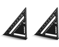 OUYLAF Bouwdriehoek - Meetdriehoek - 2pcs - hoekmeter - liniaal - 5 in 1 Winkelhaak - voor timmerman, dakdekker, ingenieur - 7inch - Metrisch