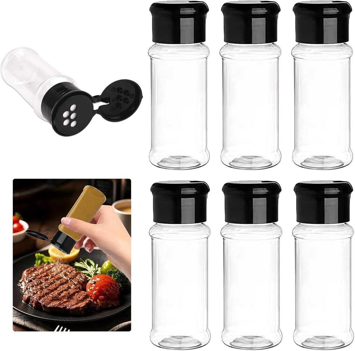 8x Ronde Kruidenpotjes van 100ml met Deksel - Lege Specerijen Bussen Bewaren