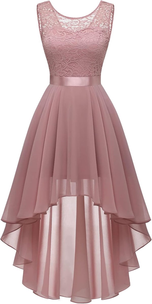 Elegante Dames Chiffon Jurk met V-Hals en Mullet Lengte – Mouwloze Avondjurk voor Bruiloften & Galafeesten