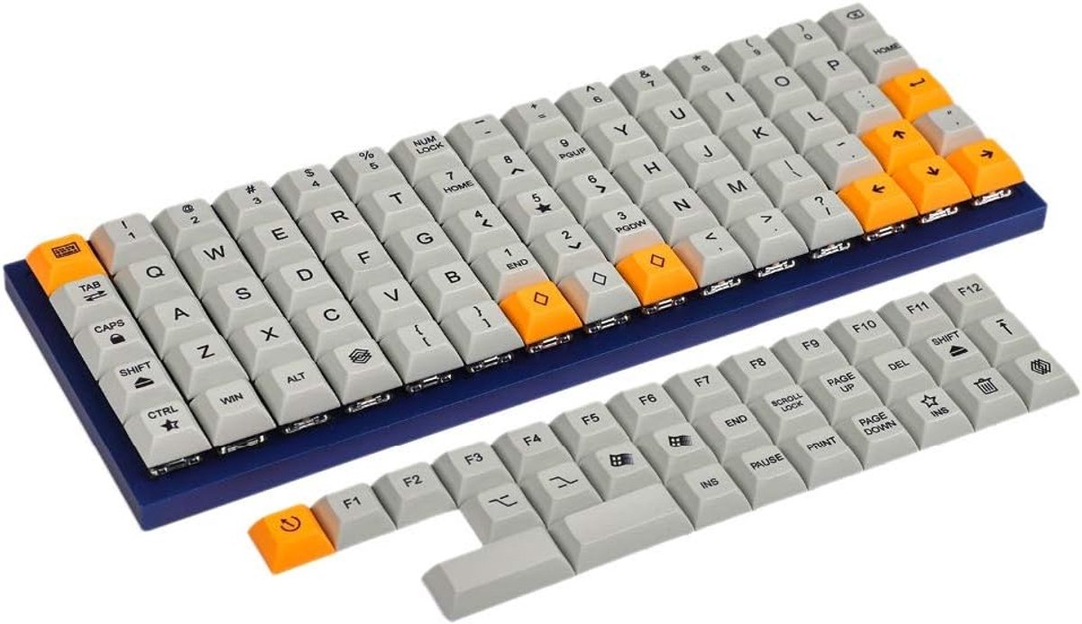 DSA PBT Keycapset 75% - Dye-Sublimated Keycaps voor Ortholinear MX Toetsenborden