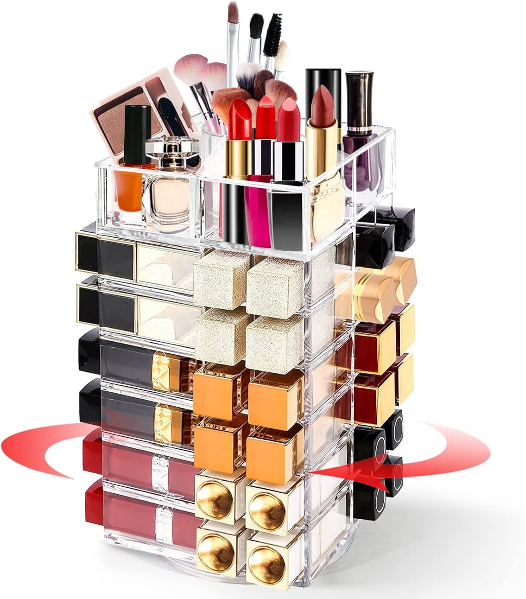 Draaibare Acryl Lippenstift Toren Organiser voor 53 Kleuren Make-up