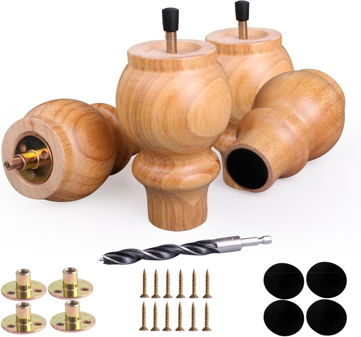 Houten bankpoten 5 inch - set van 4 - natuurlijke vervangpoten voor meubels - tafel - kast - dressoir - bedframe