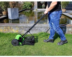 Handgrasmaaier 30 cm - Cilindermaaier Tuin - Gazon Onderhoud - 4 Hardmetalen Bladen - 18L Opvangbak