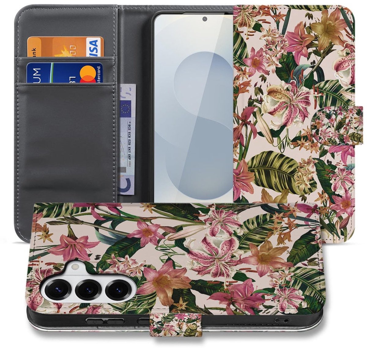 Bookcase Samsung Galaxy S26 Paars Wit Bloemen