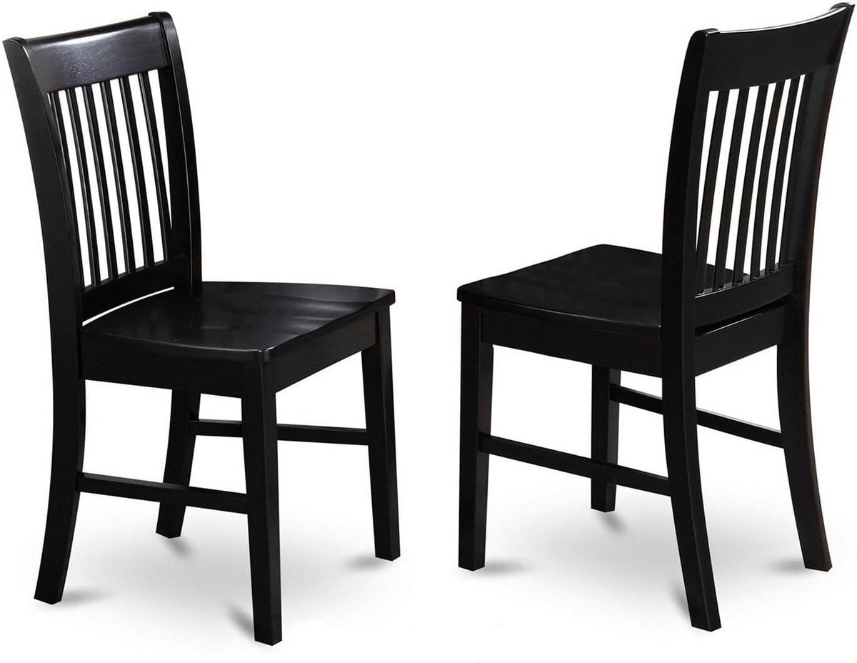 Moderne Eetkamerstoelen Set van 2 met Houten Zitting en Verticale Rugleuning