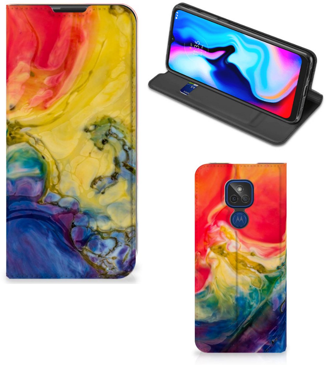 Bookcase Motorola Moto G9 Play Watercolor Dark