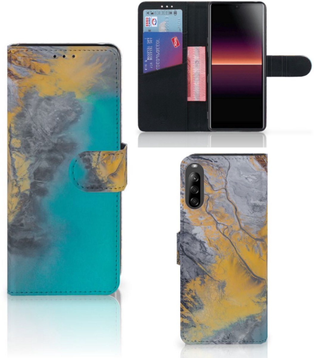 Sony Xperia L4 Bookcase Marble Blue Gold