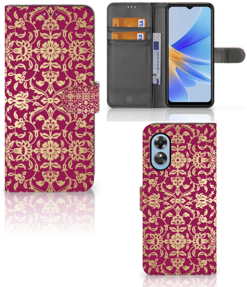 Wallet Case OPPO A17 Barok Pink