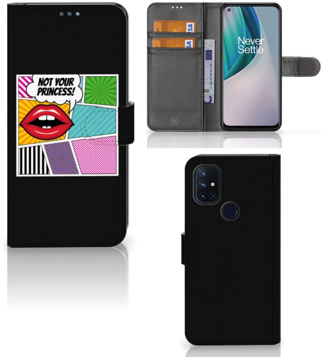 OnePlus Nord N10 Wallet Case met Pasjes Popart Princess