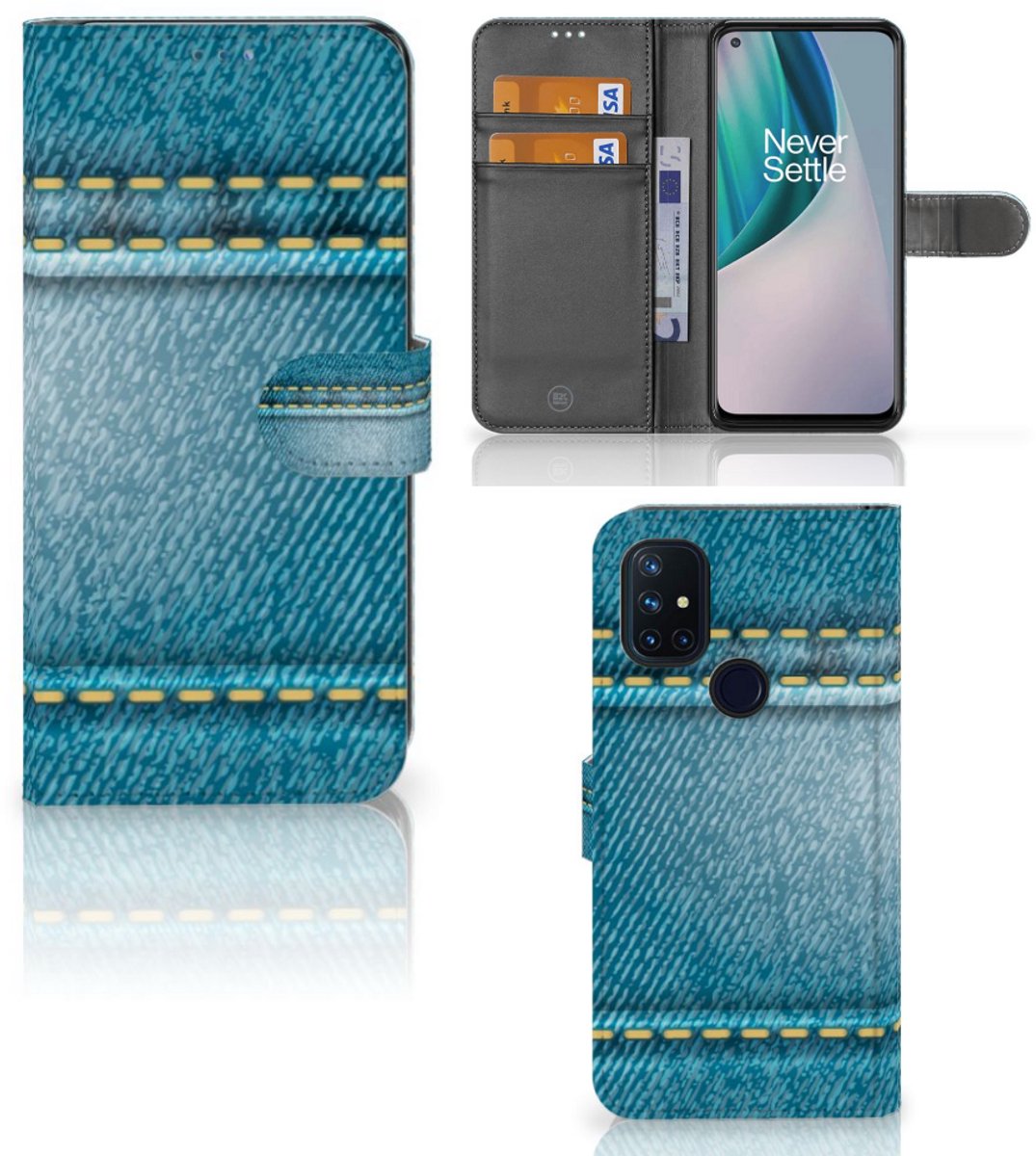 OnePlus Nord N10 Wallet Case met Pasjes Jeans