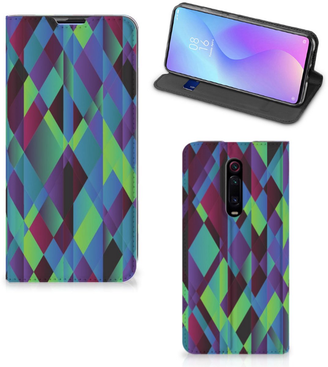 Xiaomi Redmi K20 Pro Stand Case Abstract Green Blue