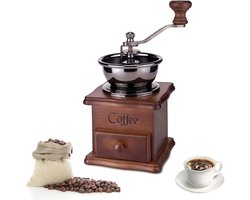 Handmatige Koffiemolen - Vintage Molen - Verse Koffie Zetten - Keramische Maalkern - 17 x 12 x 12 cm - Lichtbruin