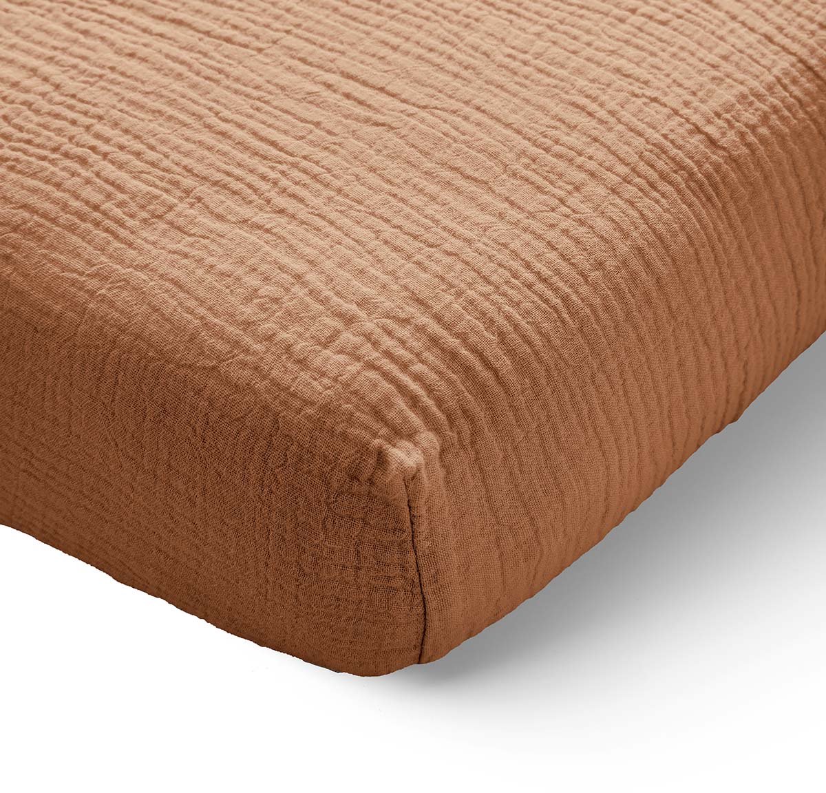 Petite Amélie Hoeslaken 70x140 cm - 100% biologisch mousseline katoenen - Caramel