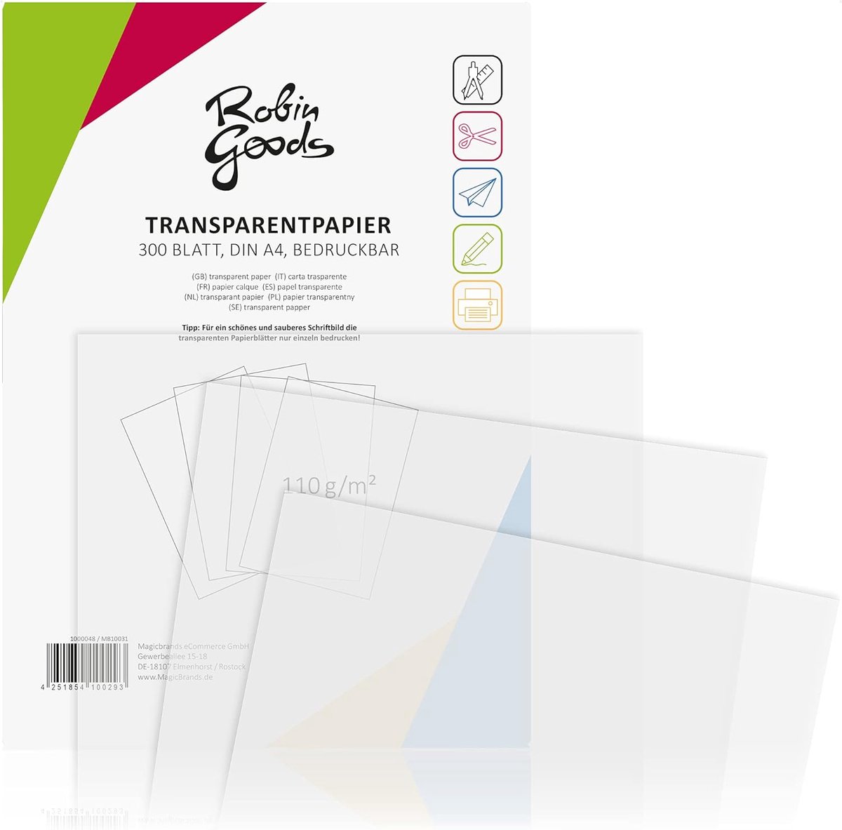 Transparant A4 Knutselpapier - 300 Vellen, 110 g/m², Bedrukbaar, Ideaal voor Creatieve Projects