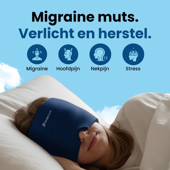 PurelyGoods® Migraine Masker 600 g - Hoofdpijn Muts - Coldpack - Met Diepvrieszak - Donkerblauw