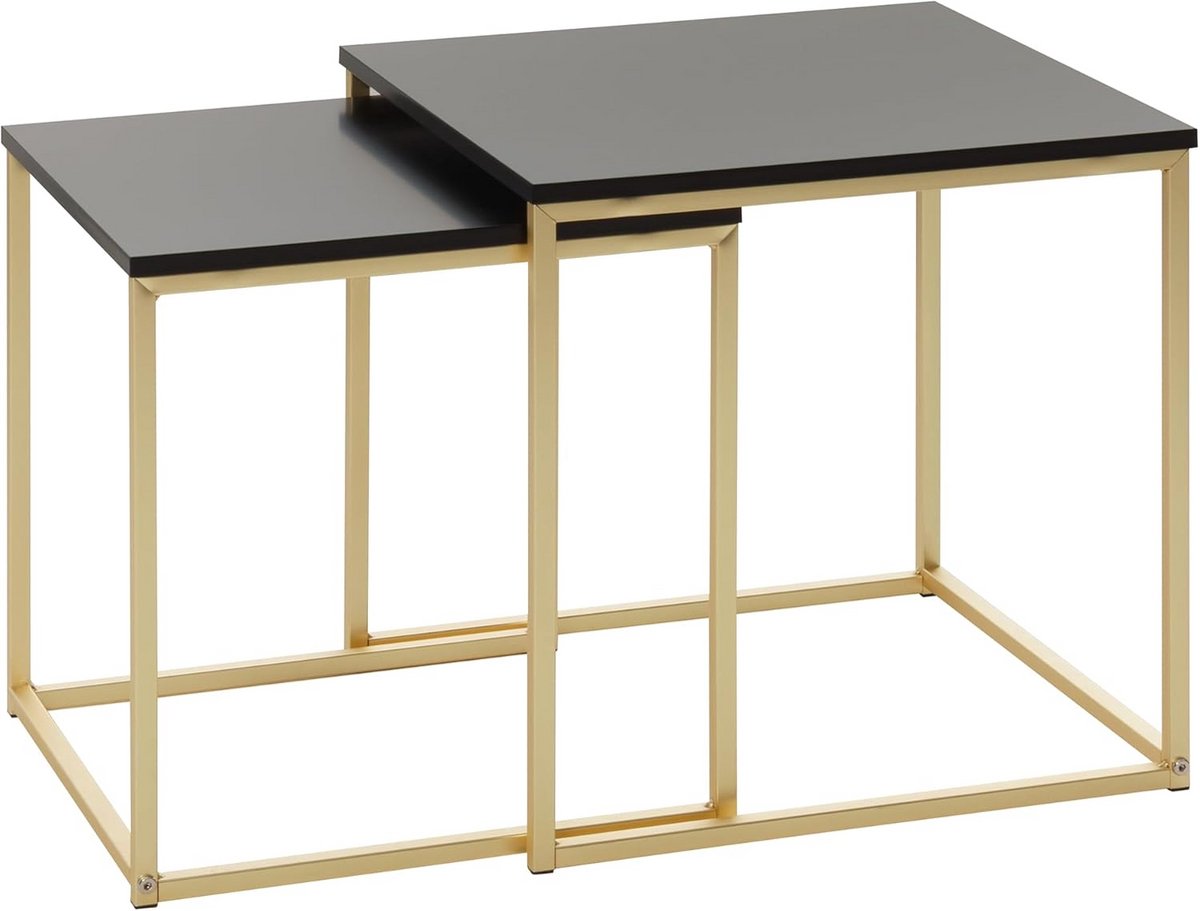 Bijzettafel Set van 2 - Moderne MDF en Metaal Tafel voor Woonkamer