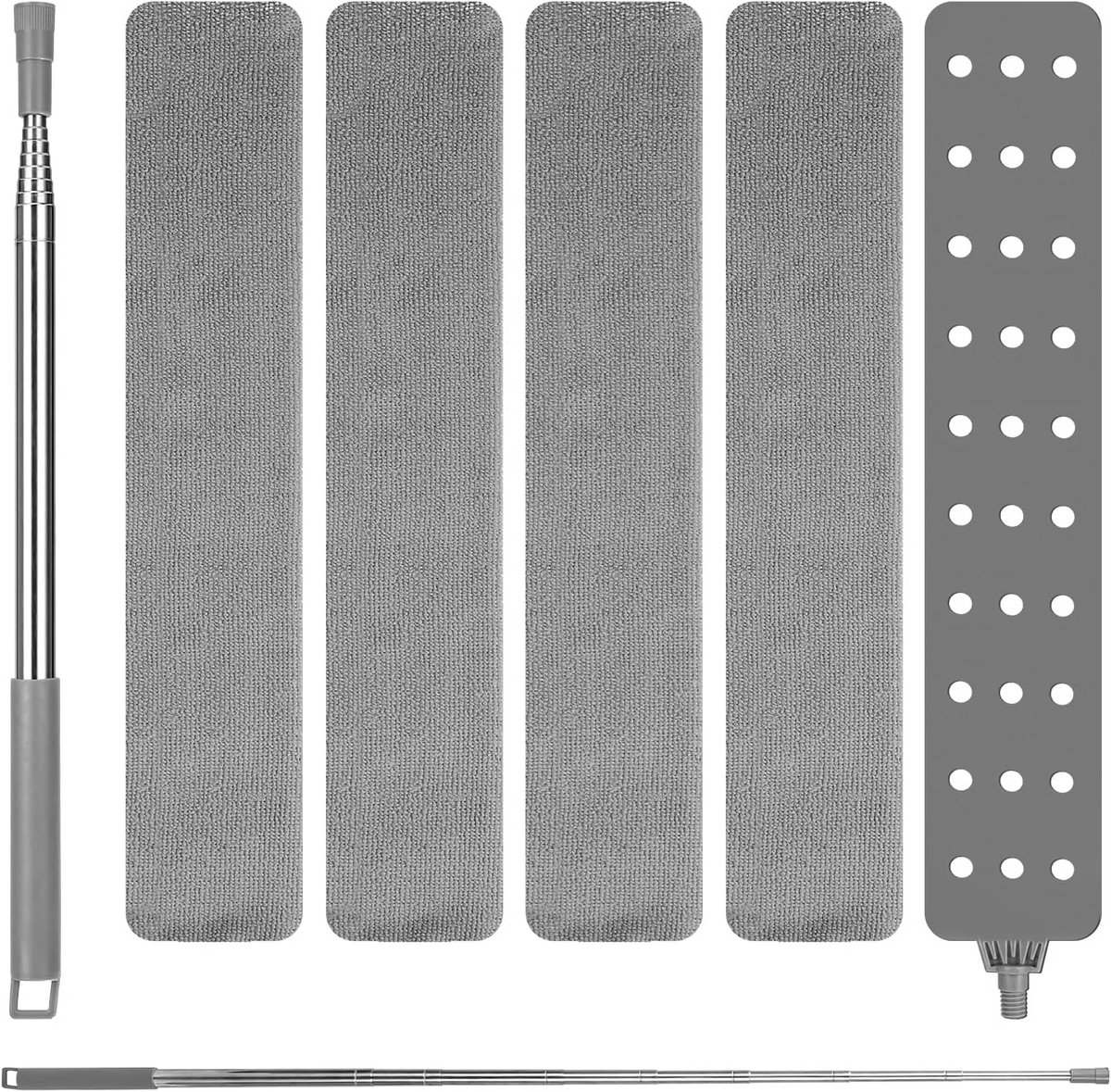 Uittrekbare stofreiniger met lange steel en afwasbare doeken – Microvezel plumeau, 250 cm
