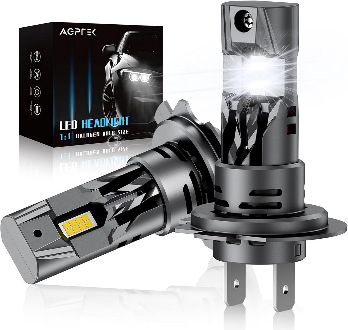 LED H7 Autolampen met Ventilator - 16000LM en 6000K Wit Licht - Dimlichtset voor Halogeen en Xenon Vervanging