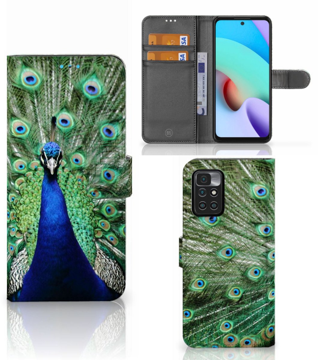 Xiaomi Redmi 10 Telefoonhoesje met Pasjes Pauw