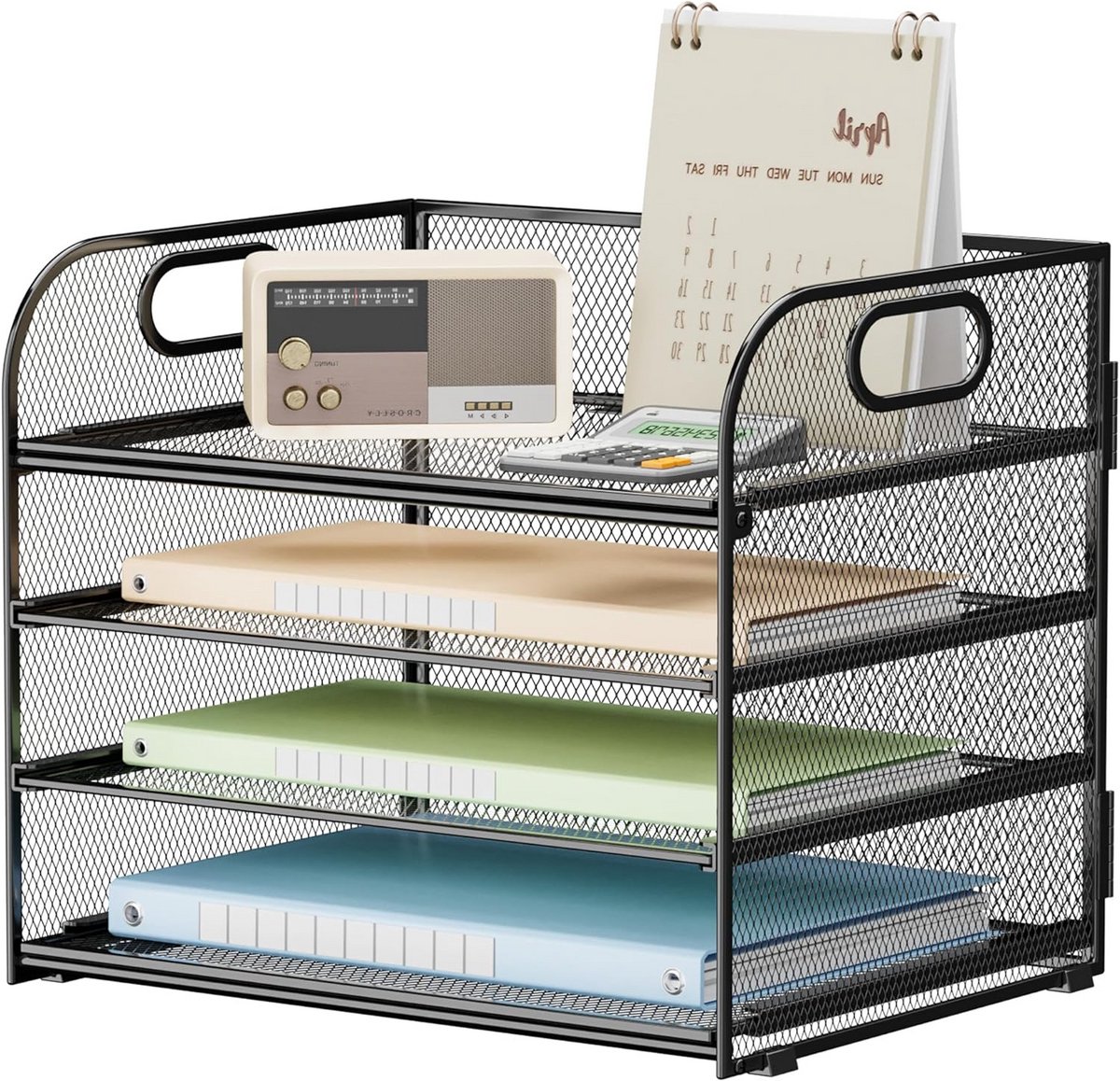Stapelbare bureau-organizer met 4 niveaus voor documentopslag