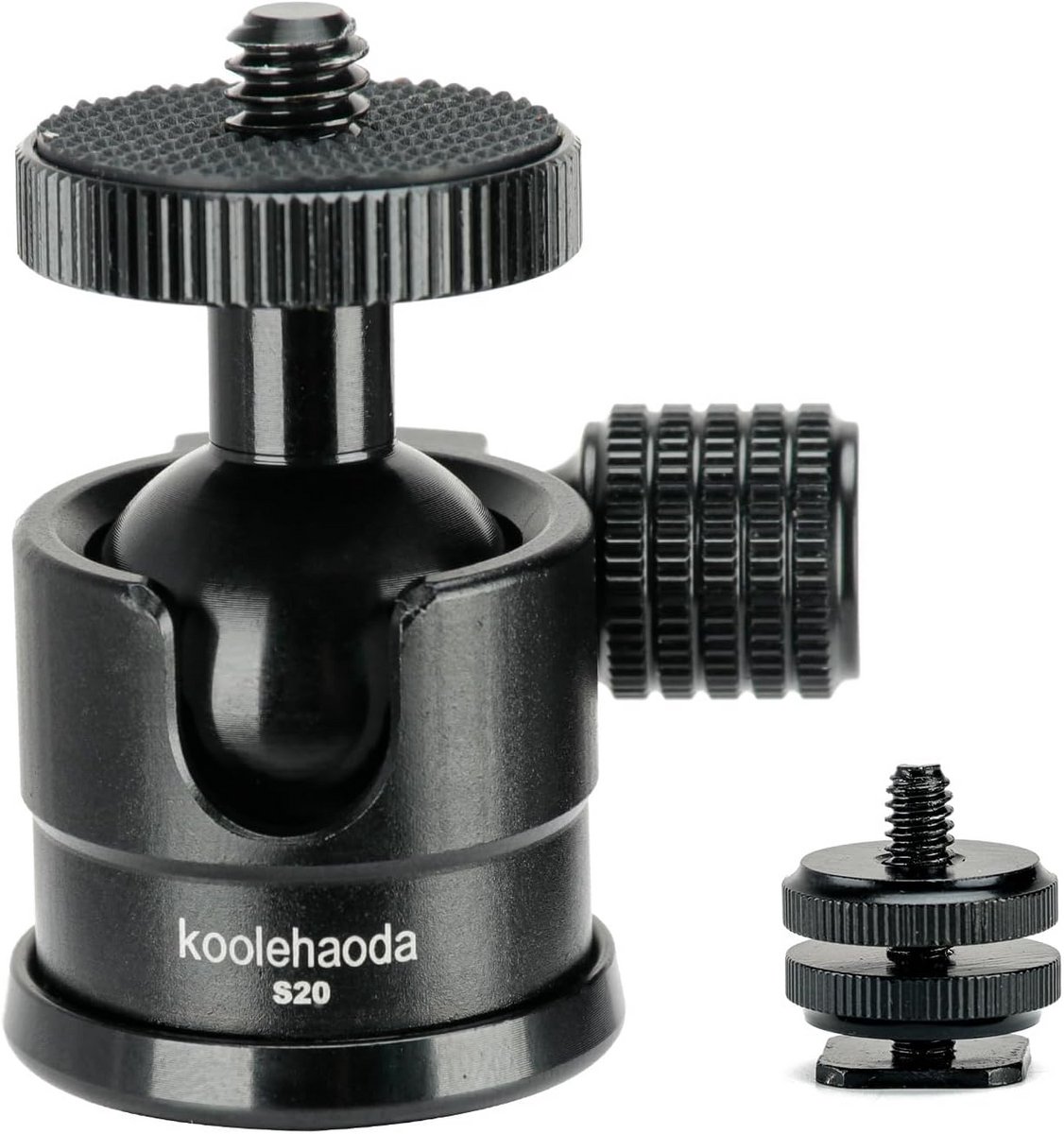 Mini Statiefkop Kogelkop 360° met Koude Schoen voor Camera, Camcorder, Microfoon en Lamp