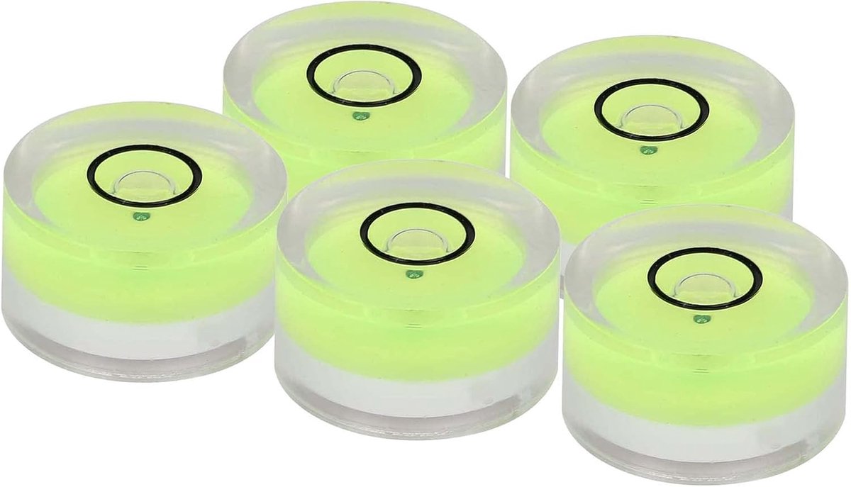 Set van 5 Mini Waterpas Bubbel, Diameter 15mm, Meetinstrument voor Niveau Bepaling