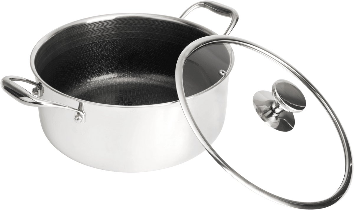 Herman den Blijker - Hybride pan Ø 28 cm - Inclusief deksel - 100% PFAS-vrij - Krasvrije keramische antiaanbaklaag - Geschikt voor inductie, oven en alle andere warmtebronnen - Vaatwasserbestendig