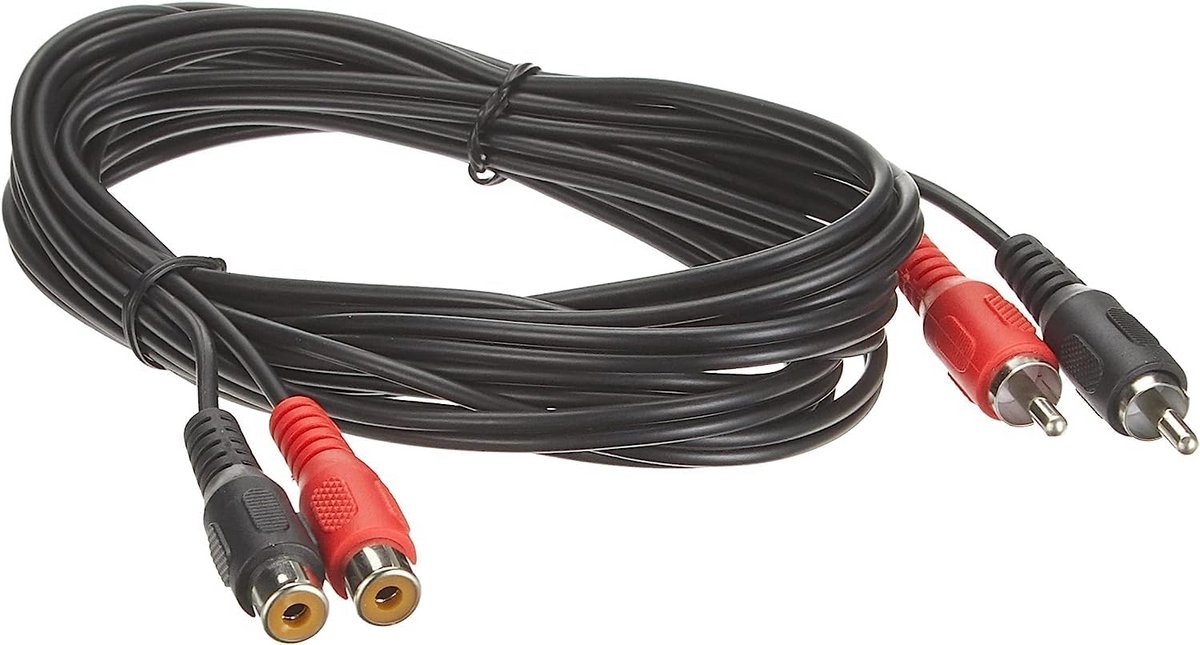 Cinch-kabel 10 m met 2x RCA stekker naar 2x RCA-aansluiting - Audiov verlengkabel voor TV, Mobiele Telefoons en HiFi