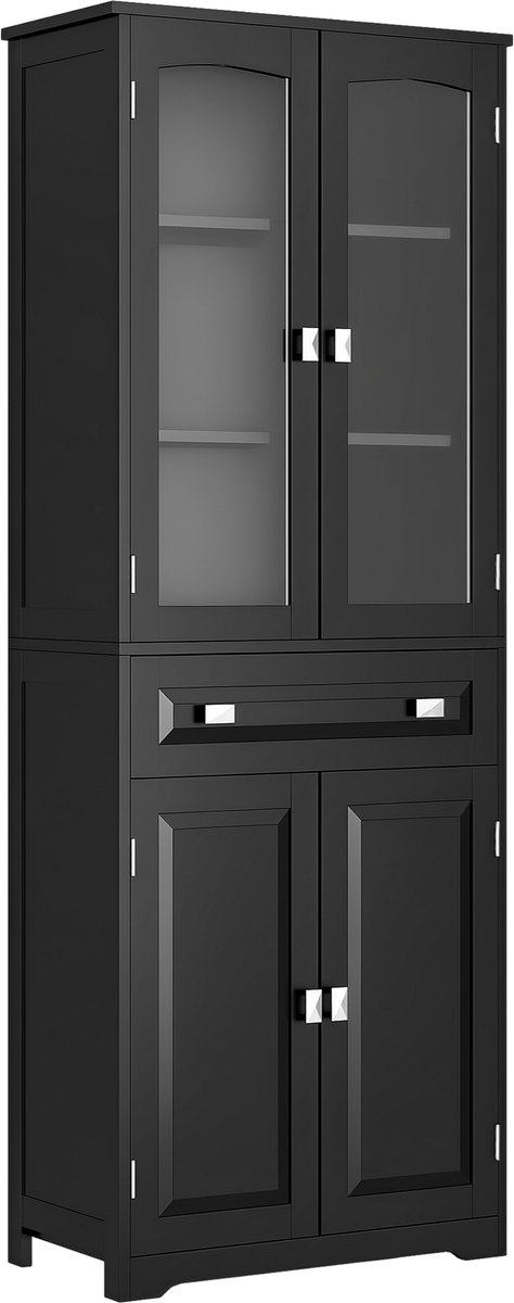 HOMCOM Keukenvoorraadkast - Hout - 60x30x160cm - Zwart
