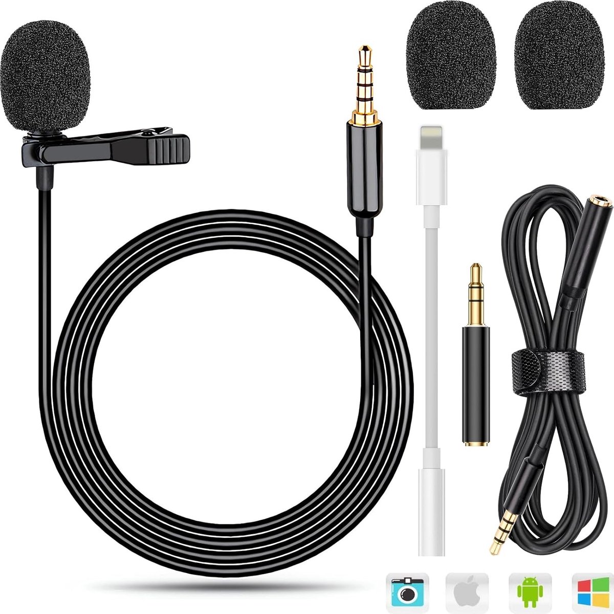 Omnidirectionele Lavalier Microfoon 2m voor Video Conferentie en Interviews
