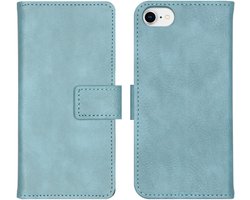 imoshion Hoesje - Geschikt voor Apple iPhone SE (2022) / SE (2020) / 8 / 7 / 6s / 6 - Luxe Bookcase - Lichtblauw