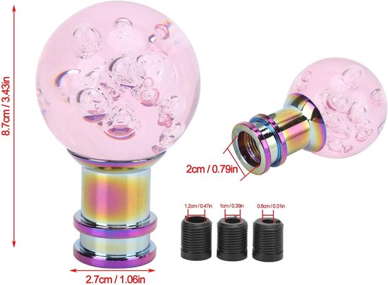 Handmatige Versnellingspook Knop Roze Kristallen Bubble met Schroefdraadadapters van Merkloos — afbeelding 3