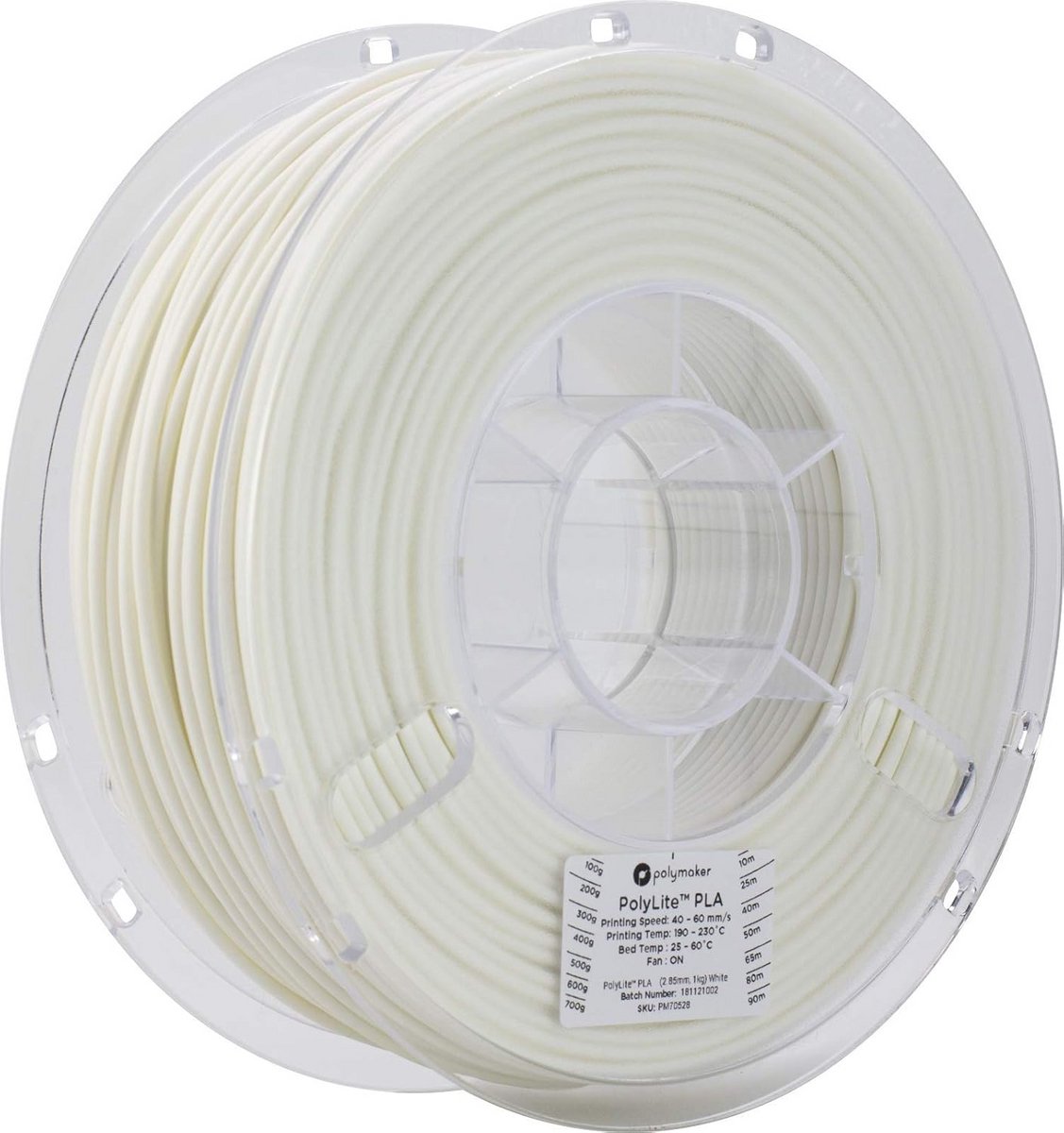 Polylite PLA Filament True White 1.75mm - Hoogwaardige 3D Printing Filament