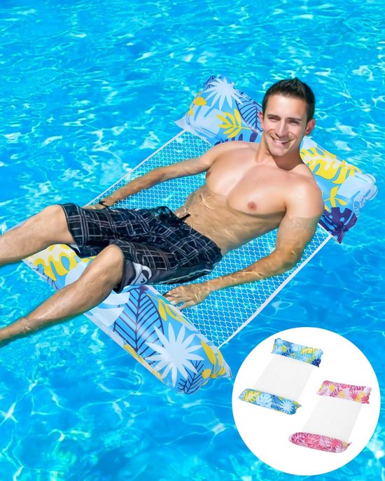 Allecto - Luchtmatras - Waterhangmat - Ultiem Waterplezier - Geel en Blauw - Zwembadlounge - Geschikt voor Volwassenen en Kinderen - 2 Stuks van Allecto — afbeelding 3