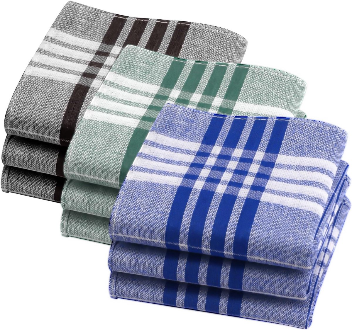 Heren katoenen zakdoeken set lichtblauw geruit - 12 stuks - 40 cm x 40 cm - Pochetten voor bruiloft, feest en dagelijks gebruik