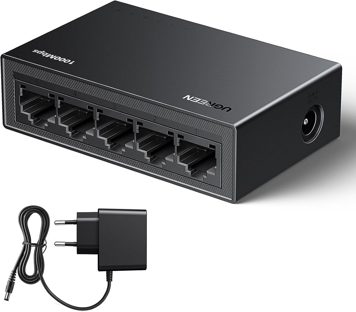 5-poorts Gigabit LAN Switch, Automatische Snelheid van 10/100/1000Mbps, Duplex Aanpassing, Plug en Play, Ethernet Switch voor TV, Laptop, Router en Monitor