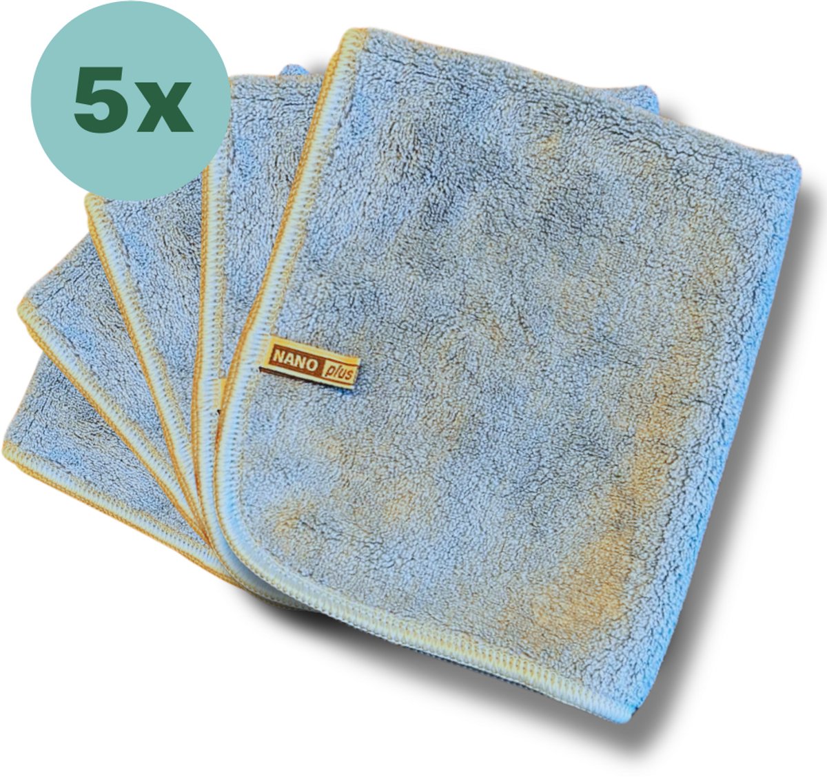 Nano Plus 5x Premium Schoonmaakdoek Blauw 36x31cm - Nanovezeldoeken: Sterker en Efficiënter dan Microvezeldoekjes - Wasbaar - Voor Koken, Keuken, Badkamer, Glas, Auto Wassen, Inductie Kookplaat, Keramische Kookplaat - Schoonmaakdoekjes – Handdoek