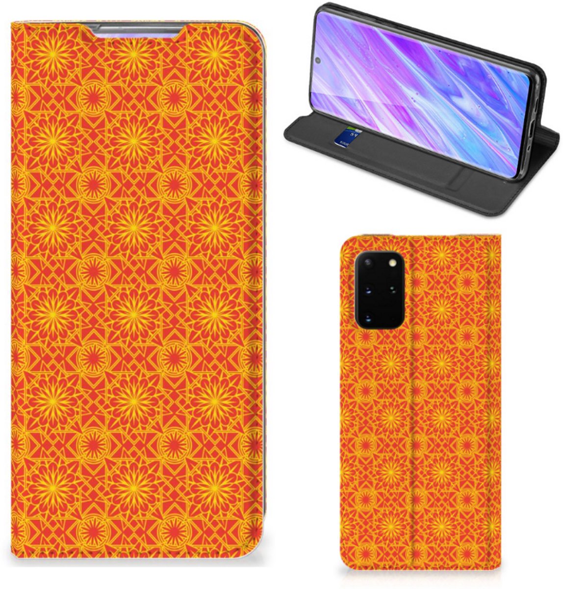 Samsung Galaxy S20 Plus Hoesje met Magneet Batik Oranje