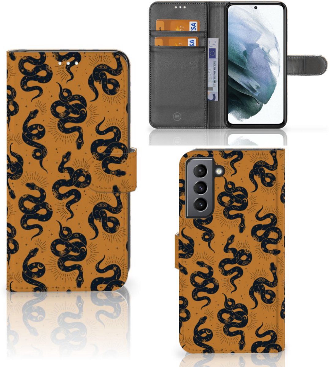 Telefoonhoesje met Pasjes voor Samsung Galaxy S21 FE Snakes