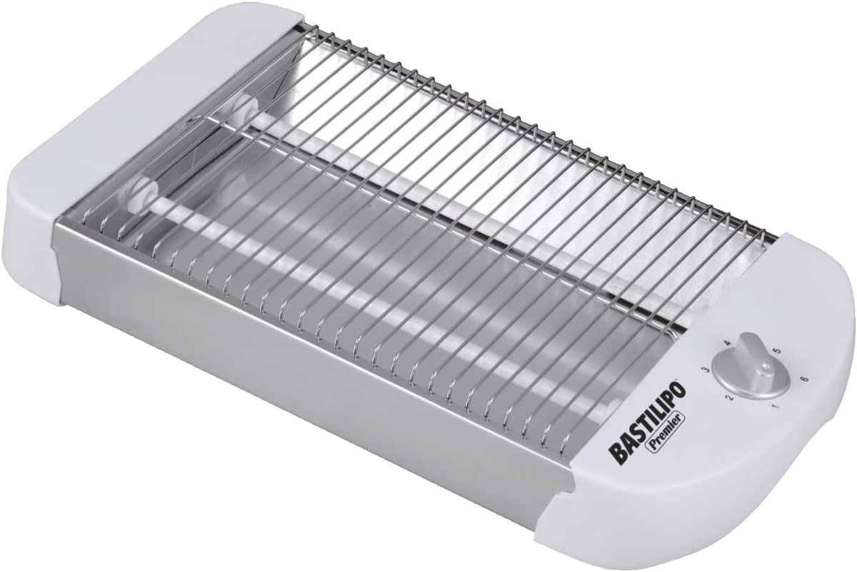 Platte broodrooster 600W met mechanische timer en 2 weerstanden - Wit