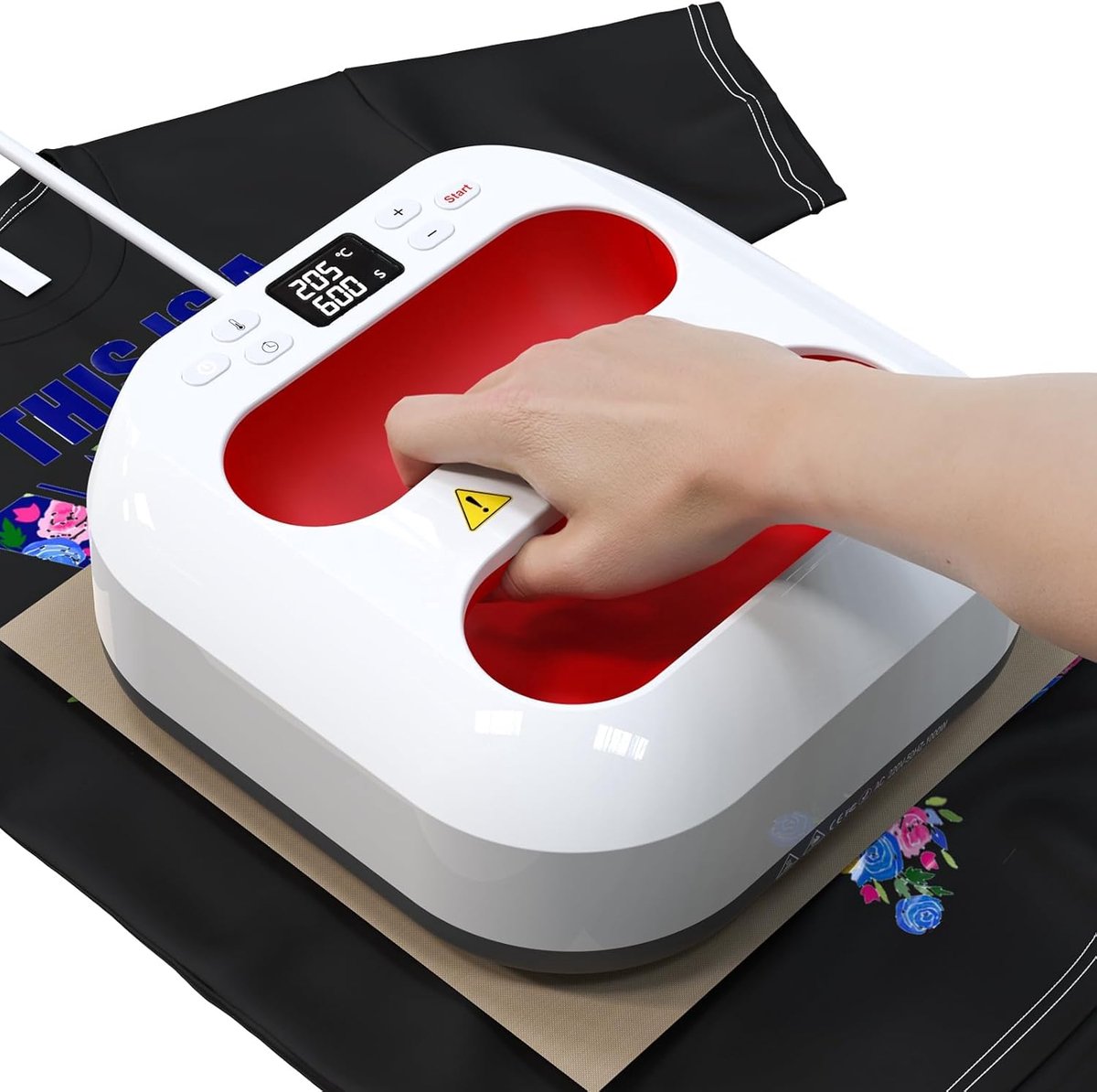Transferpers 9" x 9" voor T-Shirts - Draagbare Hittepers Machine voor Doe-Het-Zelf Projecten