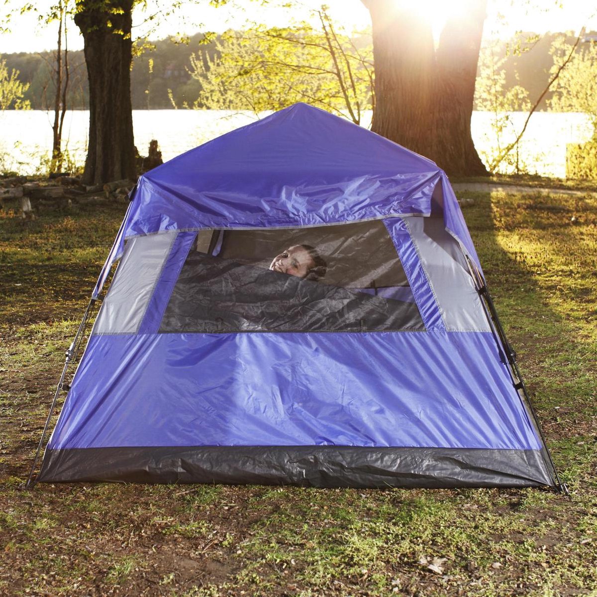 Lumaland Comfort Pop Up Tent Outdoor 210X210 X140 Cm Blauw 3 Persoons